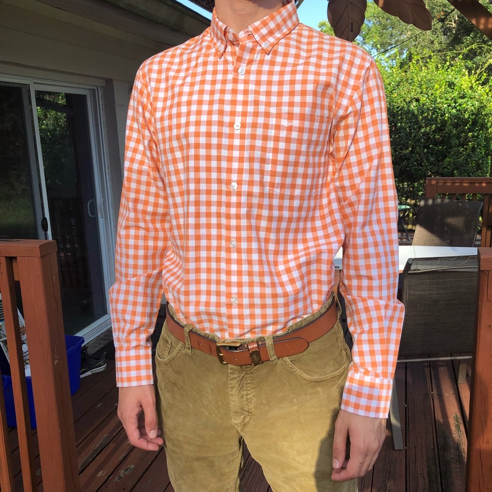 Dockers checkered orange and white button down